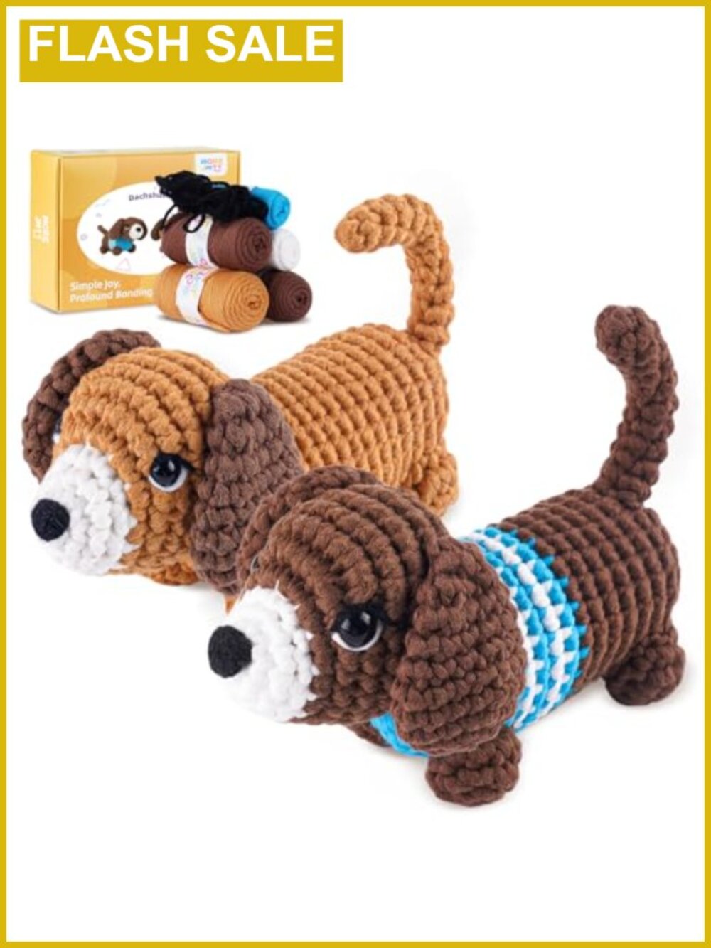Crochet Kit for Beginners Amigurumi Sausage Dog Craft Kit with Yarn Hooks
